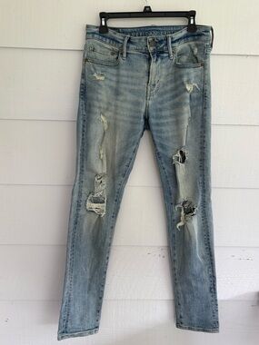 American Eagle Next Level AirFlex Distressed Jeans Men's 30x32 Light Wash Denim